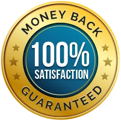 Money back guarantee badge for Trim X supplement - 60 day satisfaction guarantee for natural weight management product